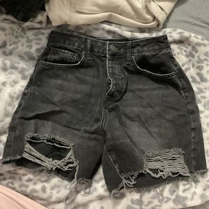 black denim shorts